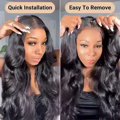 nadula pre cut 6x45 glueless lace closure wigs wear and go wig body wave breathable cap wig with pre plucked hairline